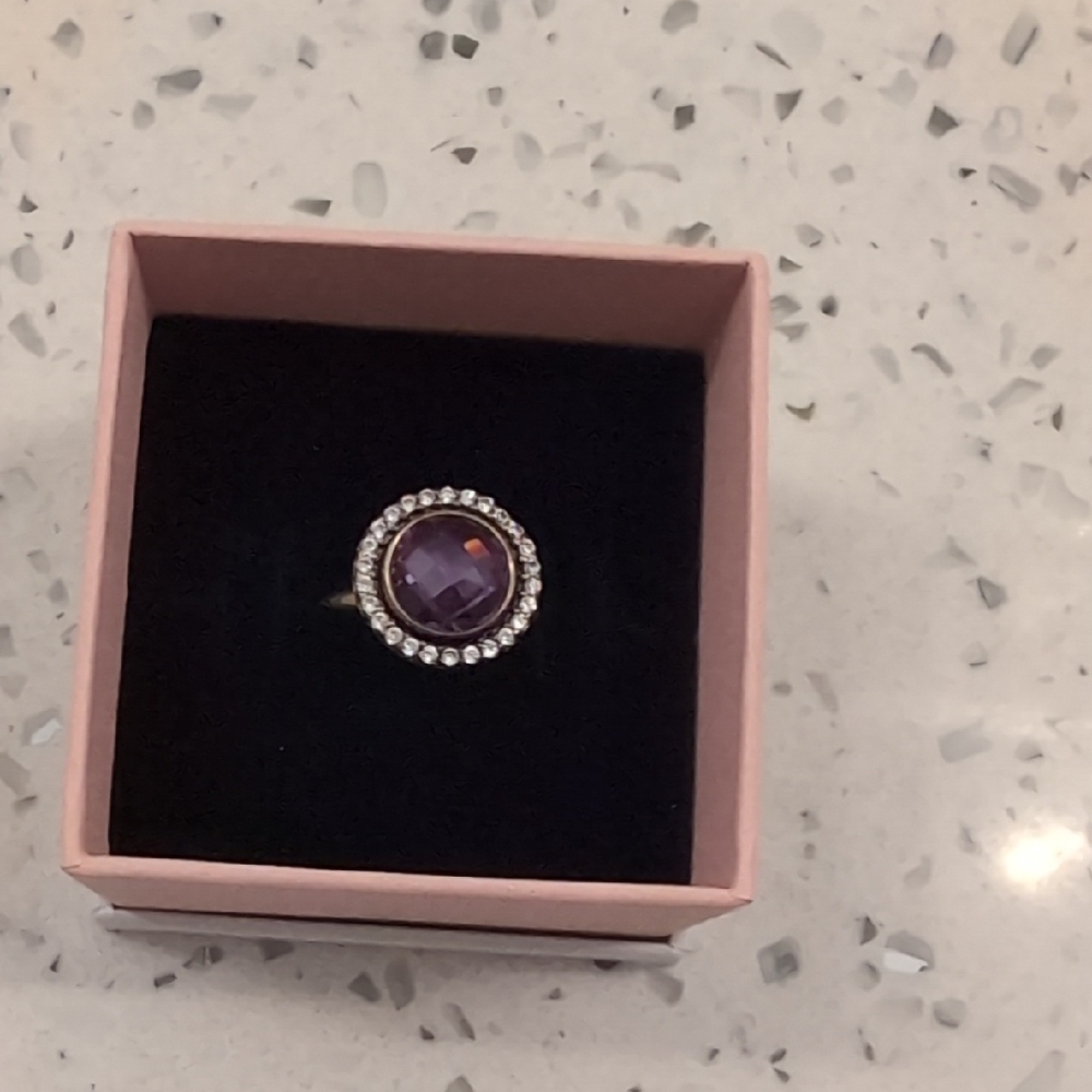 Elegant Purple Gemstone Ring Size 7